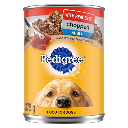 PEDIGREE Chopped Wet Dog Food Beef, 375g Can (12 Pack)