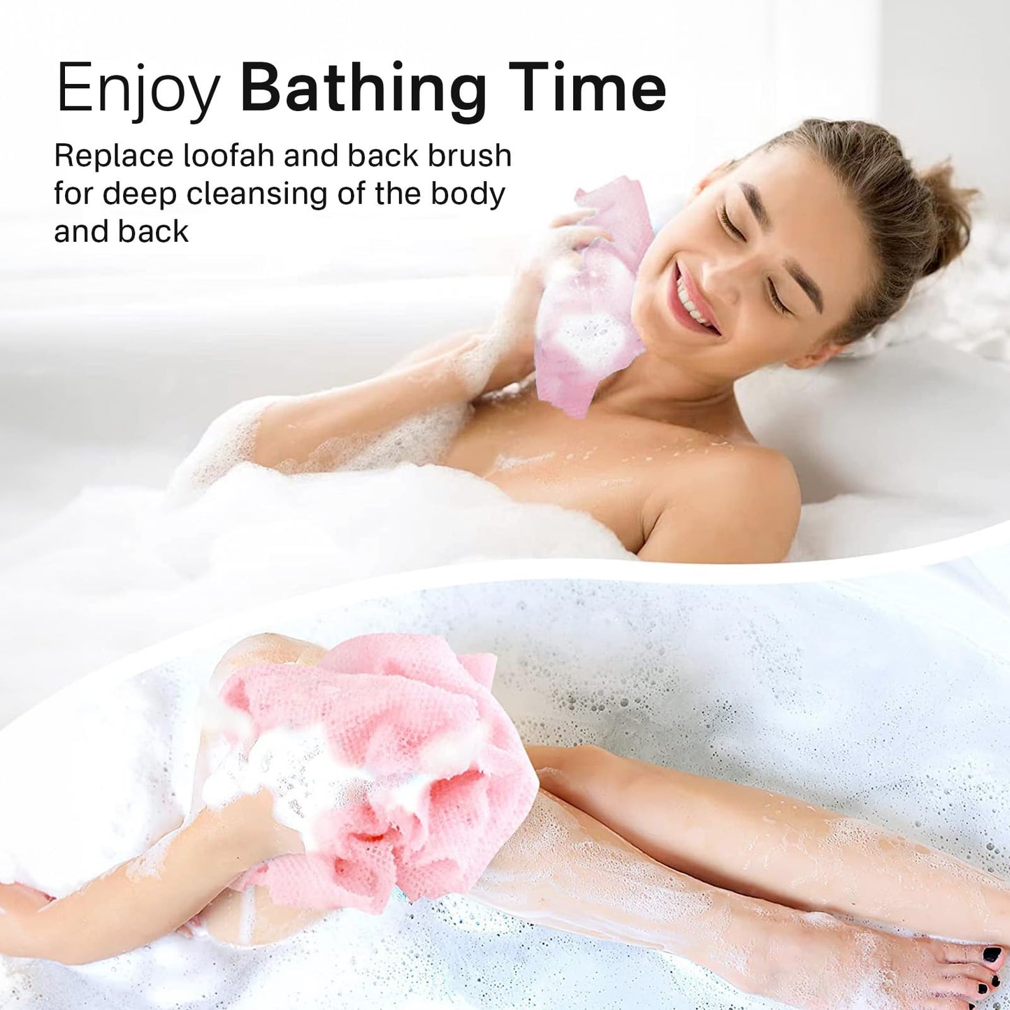 Yiclick Exfoliating Washcloth Towel, Exfoliating Body Scrubber, Back Scrubber Washer for Shower Bath, African Net Sponge Loofah Body Scrub Exfoliator, Exfoliating Cloth Brush Gloves (Blue+Yellow+Pink) - Available at All In One Marketplace Canada