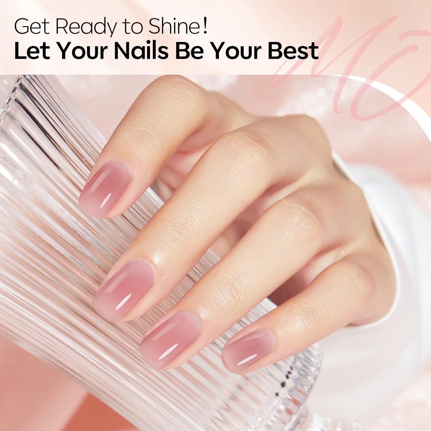 Modelones Jelly Gel Nail Polish 6 Colors Nude Gel Polish Milky White Neutral Nail Gel Polish Shimmery Glitter Translucent Nail Art Gel Kit Soak off Gel Manicure DIY Salon Nail Gift