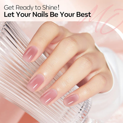 Modelones Jelly Gel Nail Polish 6 Colors Nude Gel Polish Milky White Neutral Nail Gel Polish Shimmery Glitter Translucent Nail Art Gel Kit Soak off Gel Manicure DIY Salon Nail Gift