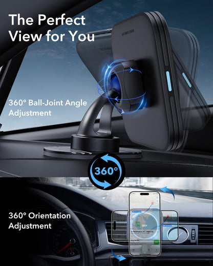 ESR 15W for MagSafe Car Mount Charger, Air Vent Dashboard Wireless Magnetic Phone Holder Chargerfor iPhone 17e Air 17 Pro Max 16 15 14 Plus 13 12 Mini, Galaxy S25/S26 Series for MagSafe Accessories