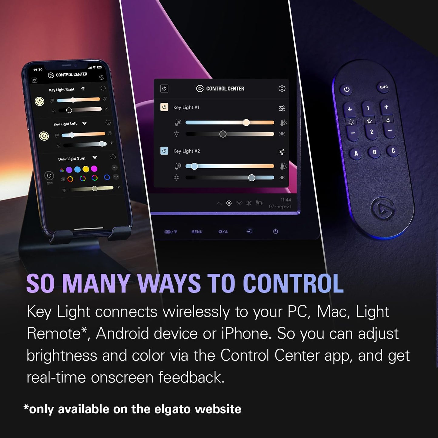 Elgato Key Light, Professional 2800 Lumens Studio with Desk Clamp for Streaming, Recording and Video Conferencing, Temperature and Brightness App-Adjustable on Mac, PC, iOS, Android, Wi-Fi 🍁 All In One Marketplace Canada
