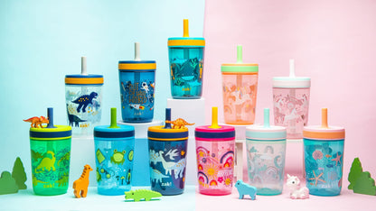 Zak Designs Underwater Kelso 15oz Leak-Proof Toddler Straw Cups, 2-Pack