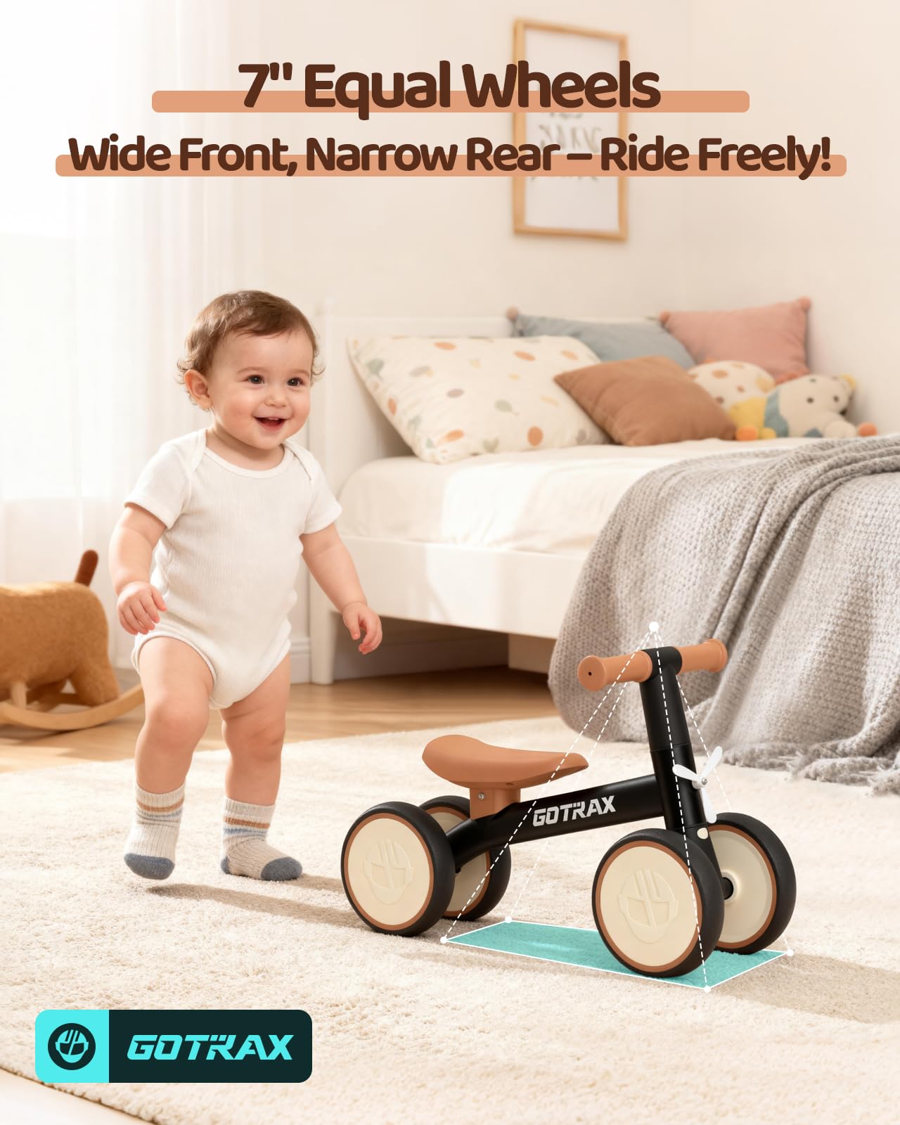 Gotrax Baby Balance Bike, 7" Silent Wheels, First Gift for Toddlers 1-2 Gotrax