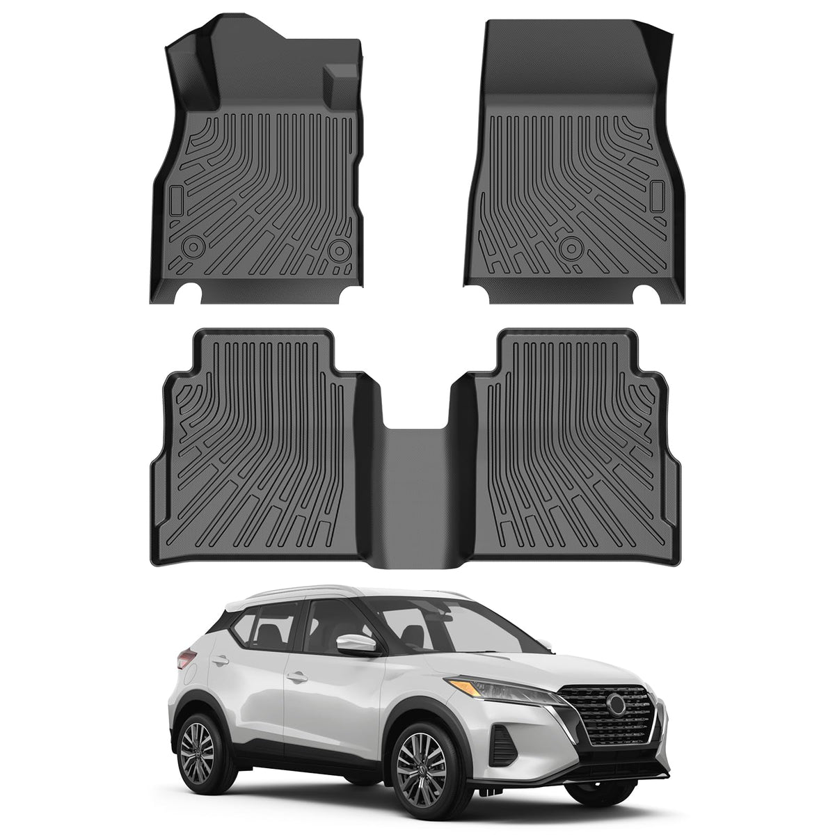 Cacartist Floor Mats Custom Fit for Nissan Kicks 2018-2023 2024 & Kicks Play 2025 Accessories TPE 3D All Weather Floor Liners 1st & 2nd Row Heavy Duty Durable Non-Slip Winter Mats 🍁 All In One Marketplace Canada
