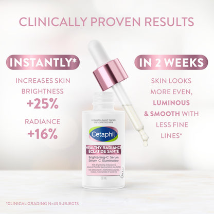 Cetaphil Healthy Radiance Brightening Serum for Face, Niacinamide Peptide Serum with Antioxidant C, Pore Minimizer for Dull Skin, Dermatologist Recommended, 30ml - Available at All In One Marketplace Canada