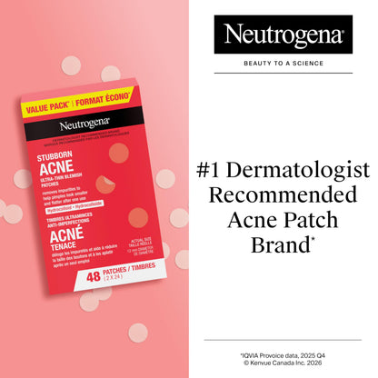Neutrogena Stubborn Acne Blemish Pimple Patches, Hydrocolloid, 2x24 Pack Neutrogena