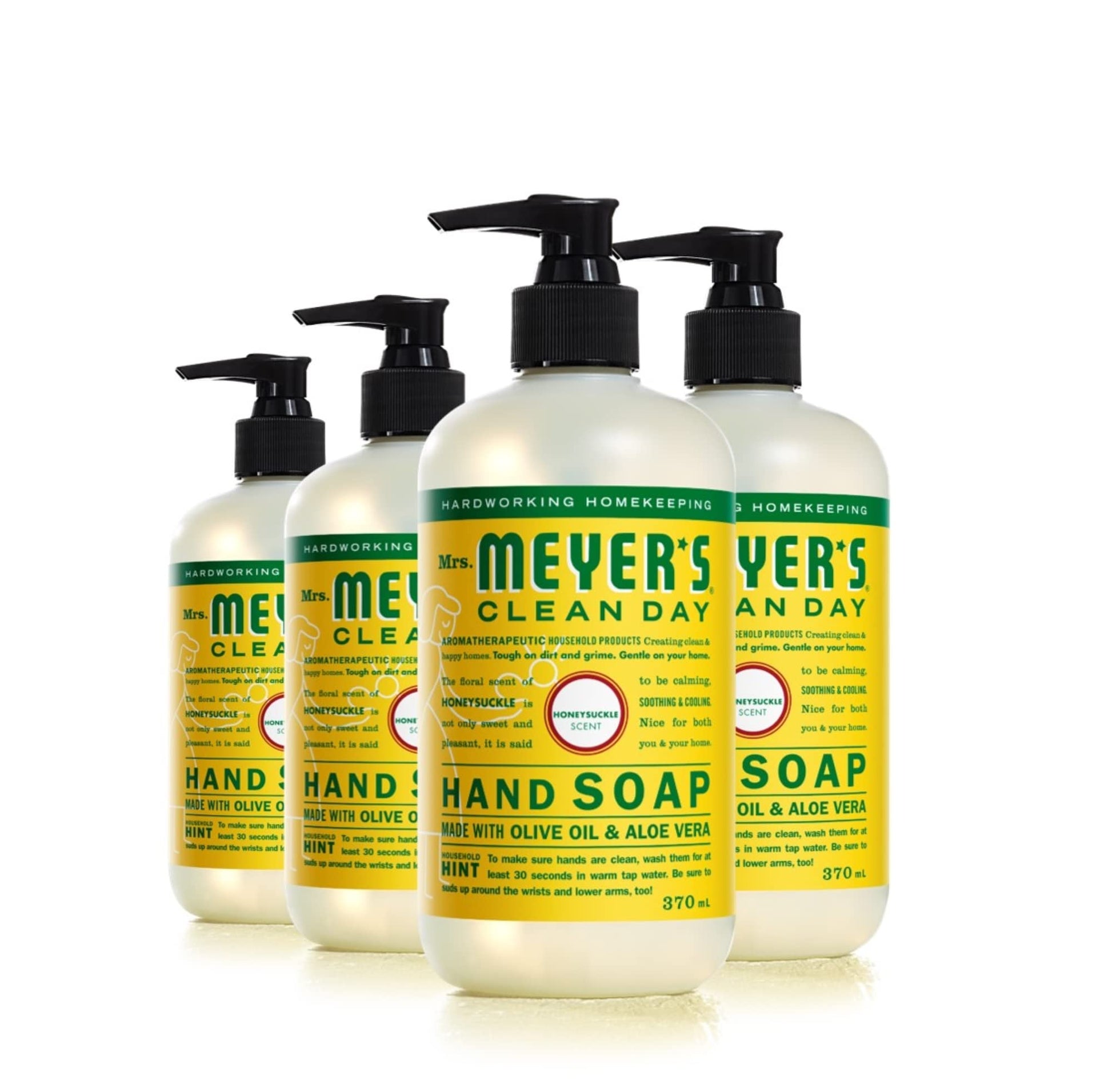 Mrs. Meyer's Hand Soap, Made with Essential Oils, Biodegradable Formula, Honeysuckle, 370 mL, 4 Pack MRS. MEYER'S