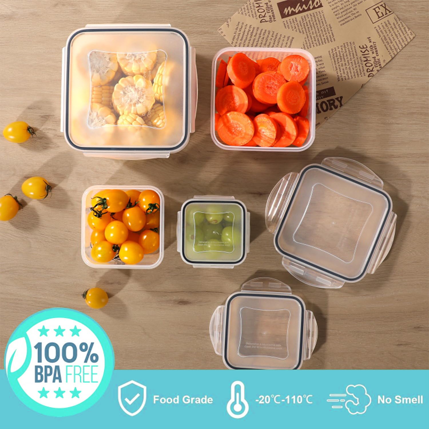 Pure Future 50-Piece Food Storage Containers Set (25-Pack) - Includes 2x JUMBO 2.5L (84oz) & 2x 1.5L Large Bins, Airtight Plastic Meal Prep Lunch Boxes with Lids, Microwave/Freezer Safe, BPA Free