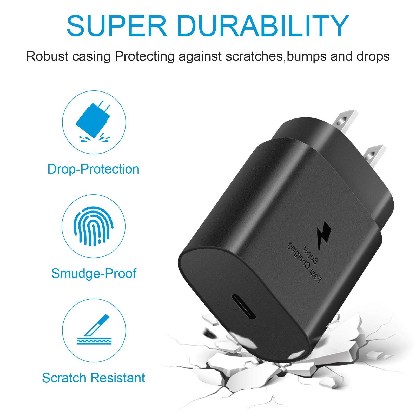 USB C Fast Charger, 2Pack 25W Type C Fast Charger Wall Charger Super Fast Charging Block for Galaxy S24 S23 S22 S21 S20 Ultra S10 S9, Note 20 10 9, with 6ft USB C to Type C Cable 25W Charger Adapter - Available at All In One Marketplace Canada