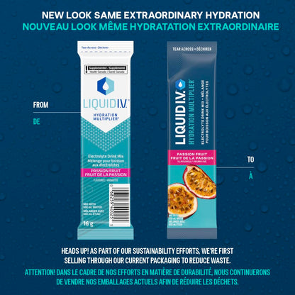Liquid I.V. Hydration Multiplier Electrolyte Drink Mix - Enhanced Hydration Electrolyte Powder with Vitamins B3, B5, B6, B12 and C -18x On-the-go Sticks for Workout and Travel - Passion Fruit