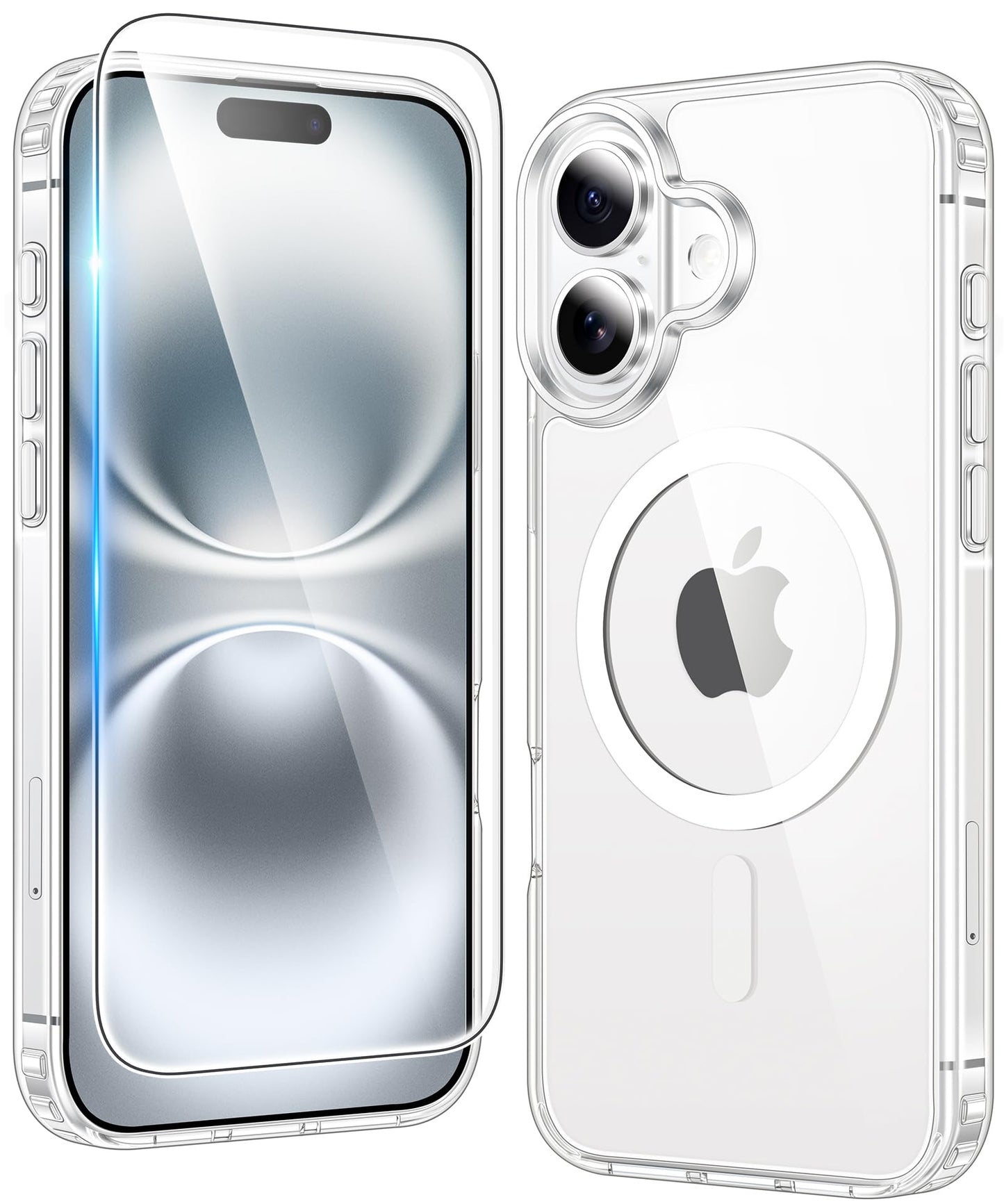 FNTCASE for iPhone 16 Case Clear: Magnetic Phone Cases with Screen Protector Drop Proof Compatible with Magsafe Slim Anti Yellowing Rugged Shockproof Protective Cell Cover (A-Clear Magnetic) - Available at All In One Marketplace Canada