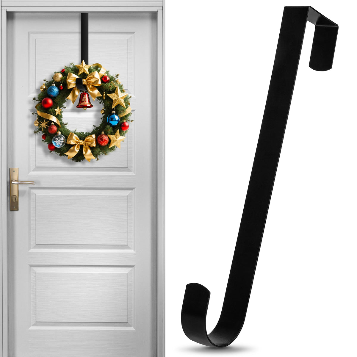 ZningEsxi 30 cm Slim Wreath Hanger for Front Door Black Door Wreath Hangers 🍁 All In One Marketplace Canada