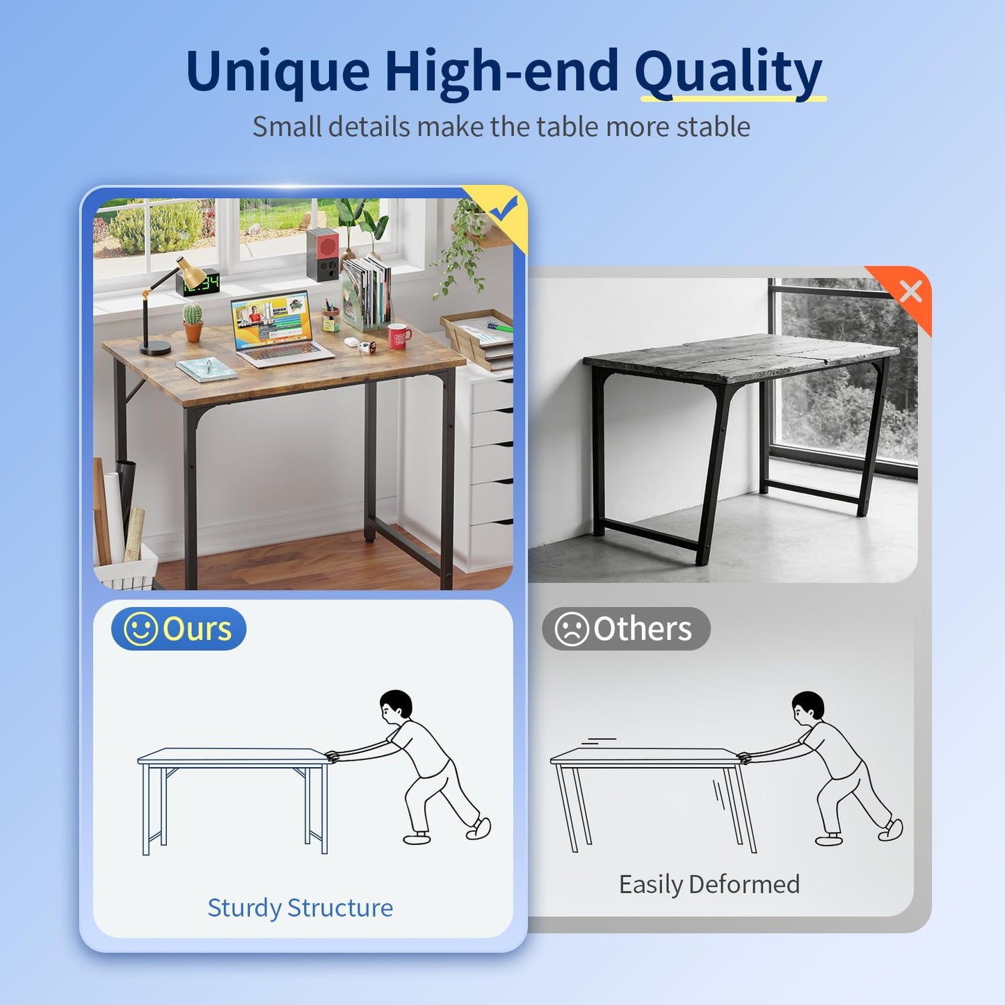 BestOffice Computer Desk,Home Office Desk Writing Study Table Modern Simple Style PC Desk with Metal Frame for Home Office BestOffice