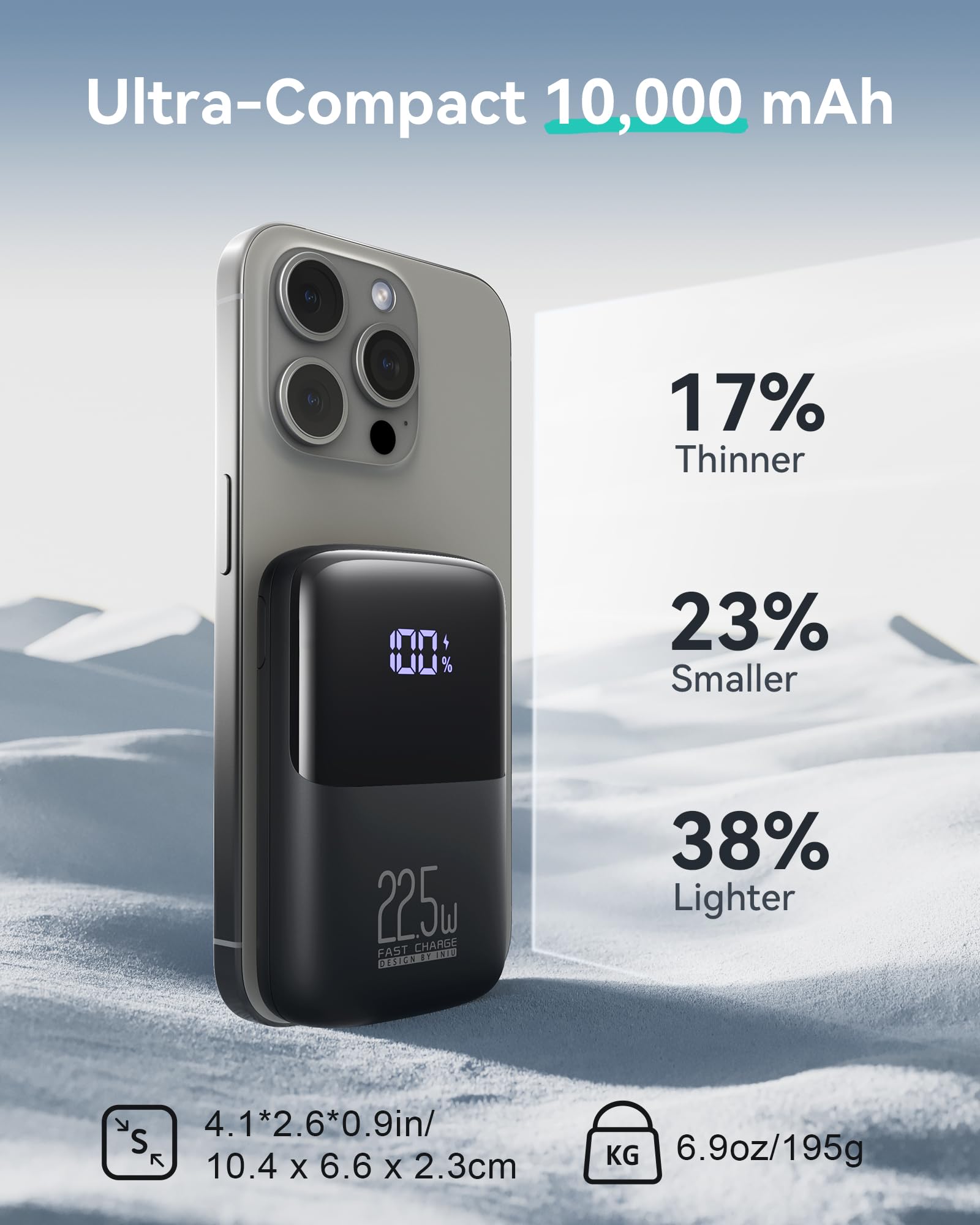 INIU Power Bank, Smallest 22.5W 10000mAh Portable Charger, USB C in&Out Fast Charging 3-Output Mini Battery Pack Charger with Phone Holder for iPhone 17 16 15 14 Samsung S24 S23 AirPods iPad etc - Available at All In One Marketplace Canada