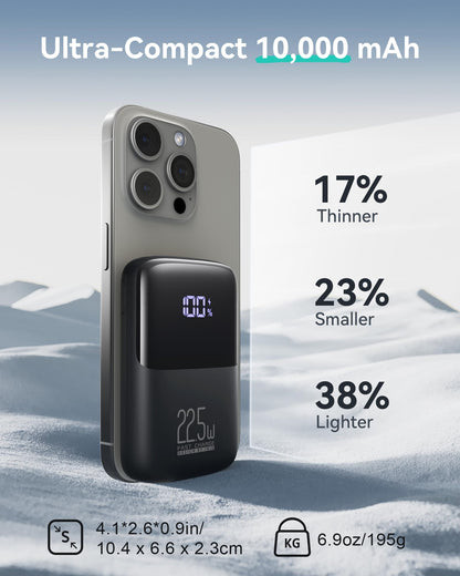 INIU Power Bank, Smallest 22.5W 10000mAh Portable Charger, USB C in&Out Fast Charging 3-Output Mini Battery Pack Charger with Phone Holder for iPhone 17 16 15 14 Samsung S24 S23 AirPods iPad etc - Available at All In One Marketplace Canada