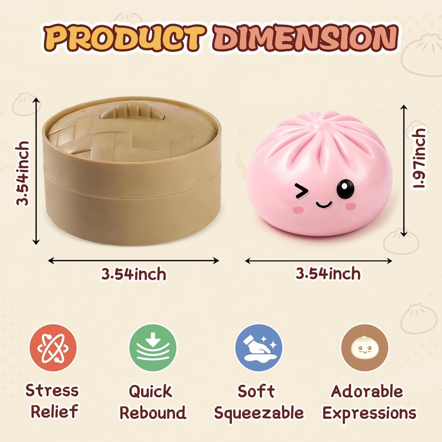 Dumpling Squishy 4 Pack, Glitter Dumpling Squishy Fidget Sensory Toys, Colorful Dumplings Squishies Stress Balls for Anxiety Relief, Bao Bun Squeeze for Kids Adults Presents 🍁 All In One Marketplace Canada