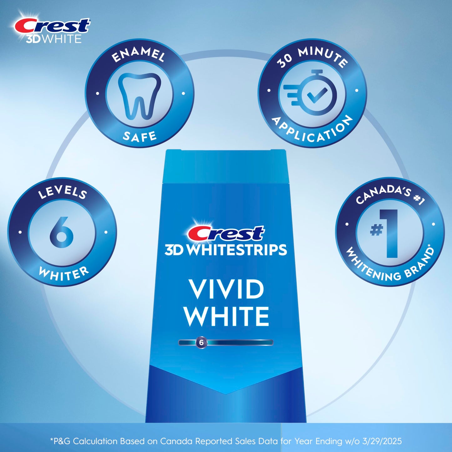 Crest 3D Whitestrips Vivid White At-home Teeth Whitening Kit, 10 Treatments, 6 Levels Whiter