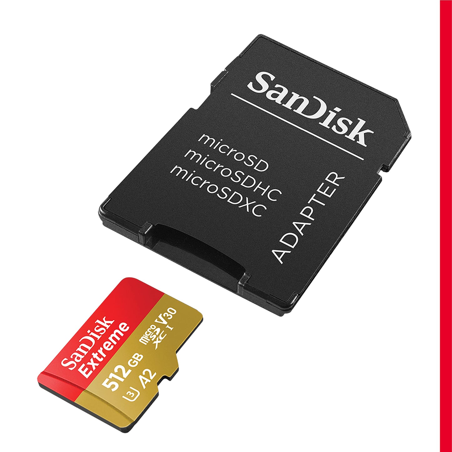 SanDisk 512GB Extreme microSDXC UHS-I Memory Card with Adapter - C10, U3, V30, 4K, 5K, A2, Micro SD Card - SDSQXAV-512G-GN6MA - Available at All In One Marketplace Canada
