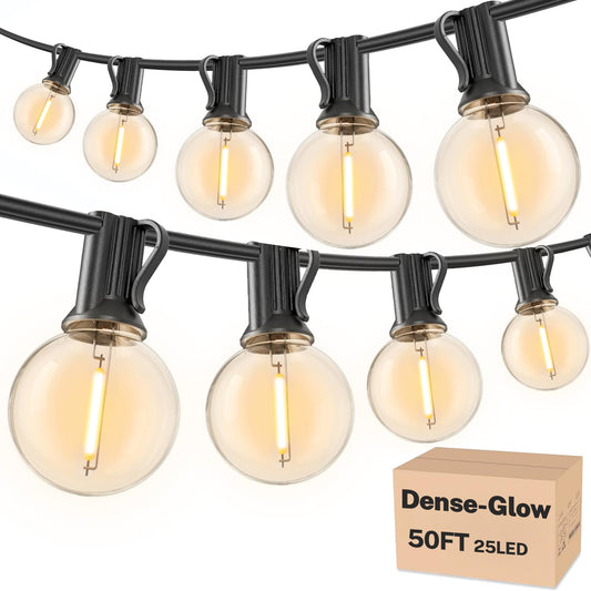 RTTY Outdoor String Lights Patio Light for Outside Waterproof G40 Shatterproof LED Bulbs, Dimmable Hanging Connectable Globe Lighting for Bistro, Backyard, Cafe, Porch, 2700K, 50 FT 26pcs
