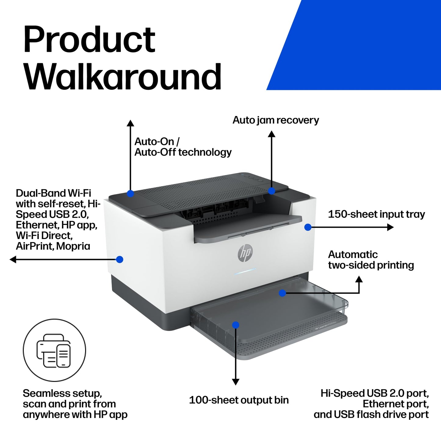 HP LaserJet M209dw Compact Monochrome Printer with Automatic Two-Sided Printing | 6GW62F Gray