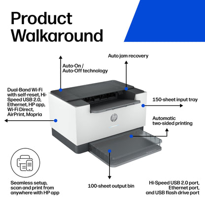 HP LaserJet M209dw Compact Monochrome Printer with Automatic Two-Sided Printing | 6GW62F Gray