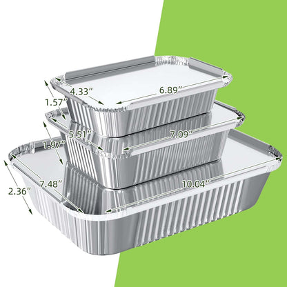 Notwoe® 30 Pack Disposable Aluminum Pans With Lids, 10x7.5 And 7.3x5.3 Square 6.9x4.3 Square Combo Set, Disposable Baking and Cake Pan. (30 Pack w/Lids) 🍁 All In One Marketplace Canada