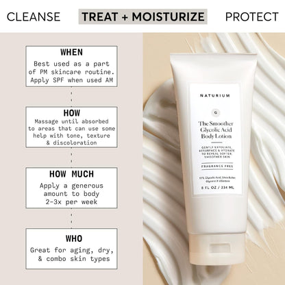 Naturium The Smoother Glycolic Body Lotion | Moisturizing & Exfoliating Cream, With AHA, For Rough and Dry Skin | 8 FL OZ / 234 ml Naturium