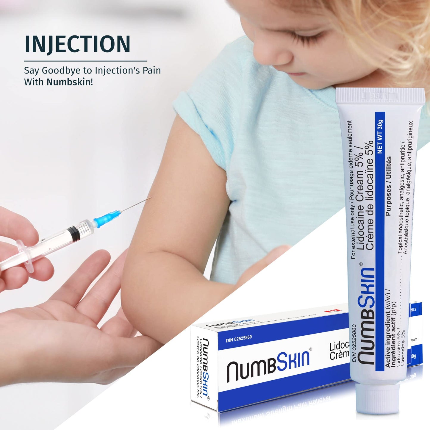 Numbskin Tattoo Numbing Cream | 5% Lidocaine Topical Anesthetic Cream | Maximum Strength Fastest Acting Pain Relieving Cream with Vitamin E, 30g (1 Tube) - Available at All In One Marketplace Canada