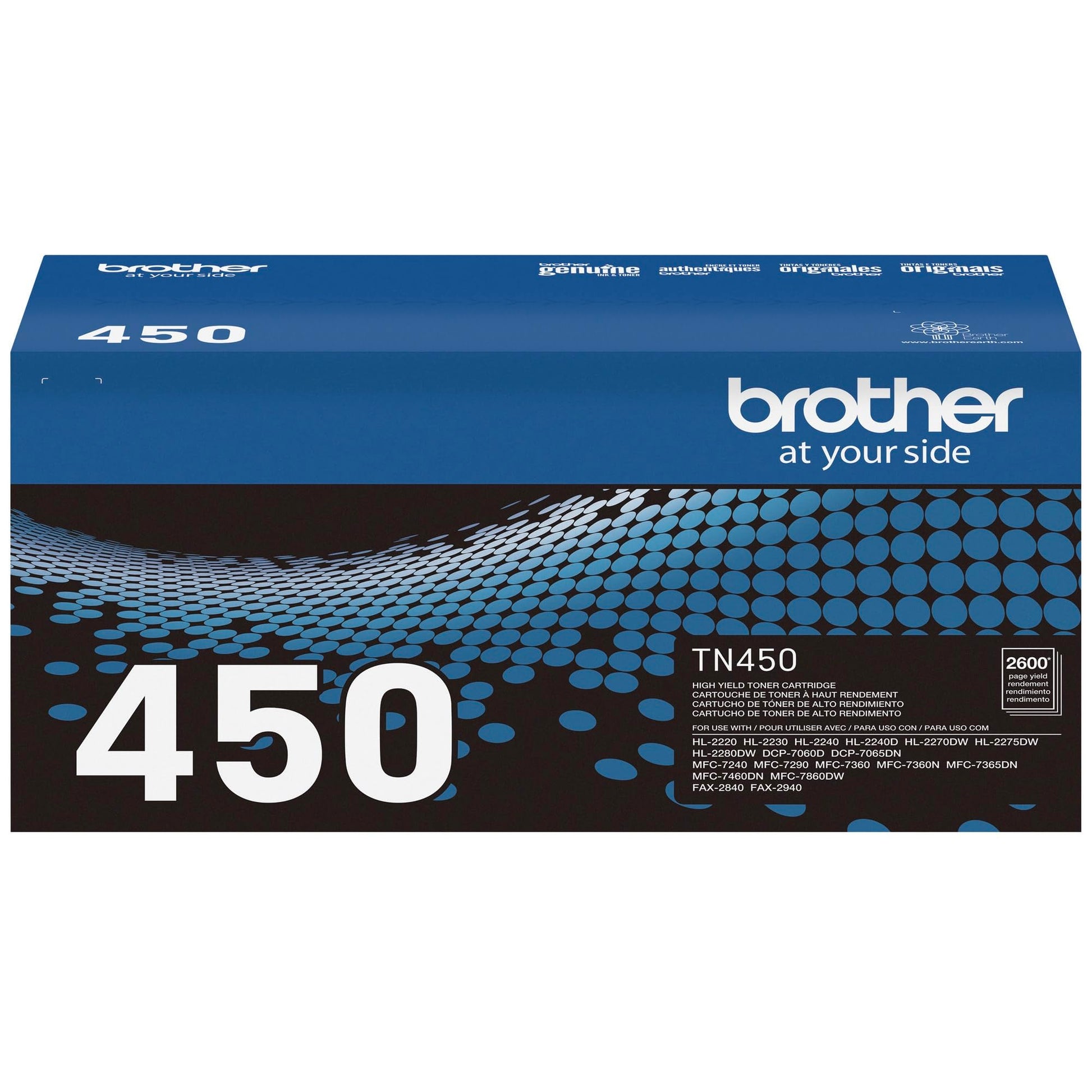 Brother original TN450 High-Yield Black Toner Cartridge, higher yield for value, original toner replacement cartridges, for Brother laser printers DCP-7060D, FAX-2840, HL-2230, MFC-7240 and more Brother