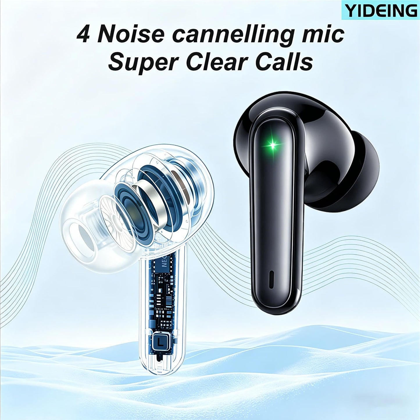 Wireless Earbuds, Bluetooth 5.3 Headphones with HiFi Stereo Sound,40H Playtime with LED Power Display Charging Case, IPx7 Waterproof in-Ear Earphone with Mic for Phone Computer Laptop,Black - Available at All In One Marketplace Canada