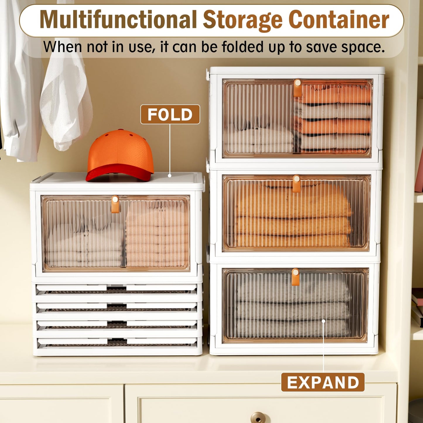 NestOrganix 4 Tier 23QT Plastic Storage Bins with Lid, Storage Containers with Wheels, Folding Storage Box, Stackable Storage Bins, Organizers and Storage for Home,Office 14.56" x 10.62" x 31.49" - Available at All In One Marketplace Canada