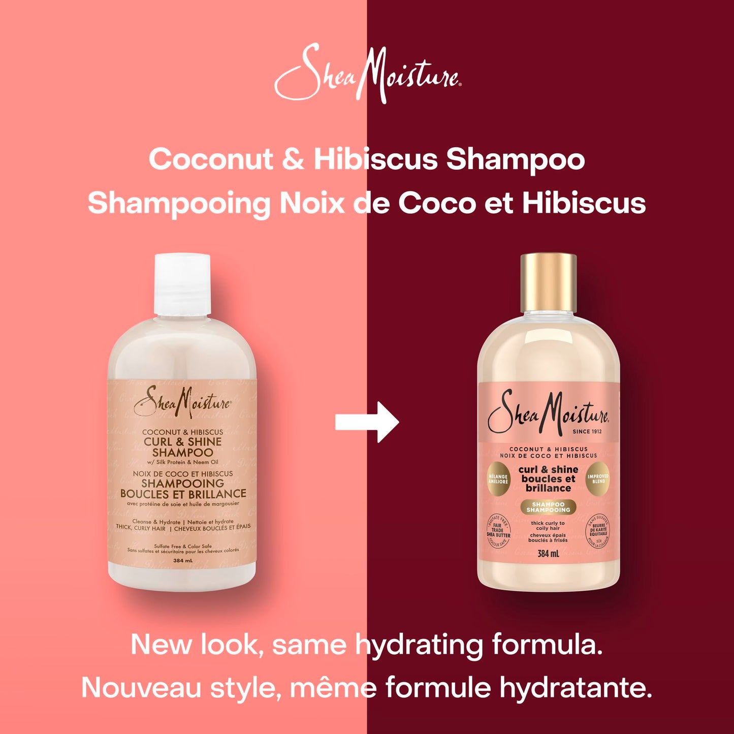 Shea Moisture Coconut & Hibiscus Curl & Shine Gift Set with Shampoo & Conditioner for Thick, Curly Hair 384 ml (Pack of 2) - Available at All In One Marketplace Canada