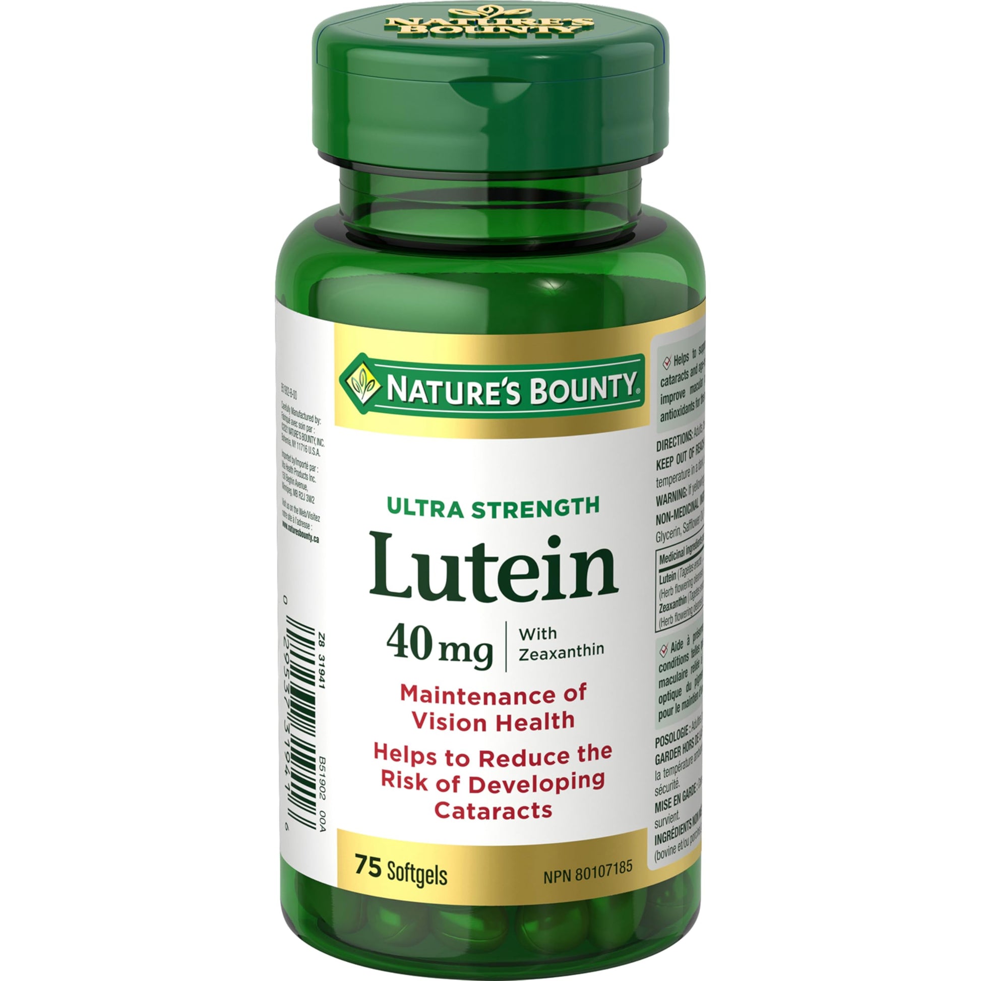 NATURE'S BOUNTY Lutein, Ultra Strength, Support For Conditions Like Cataracts & Macular Degeneration, 53 g - Available at All In One Marketplace Canada
