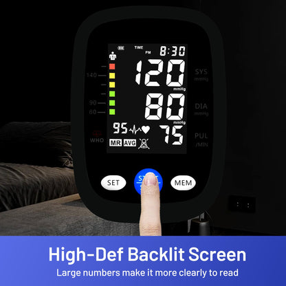REDIVN Blood Pressure Monitor Automatic Upper Arm Machine & Accurate Adjustable Digital BP Cuff with Large LCD Backlit Display - 2x99 Memory for Home Use with Large Adjustable Cuff