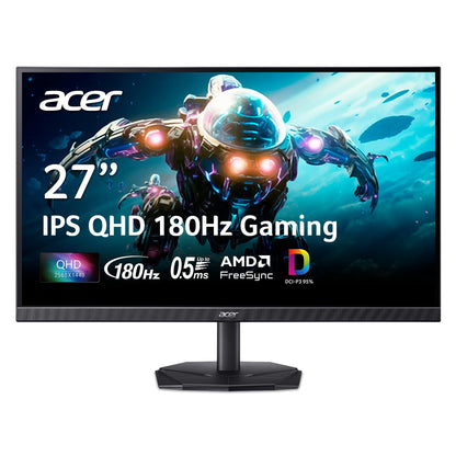 Acer Nitro 27 Inch WQHD 2560 x 1440 IPS Gaming Monitor | AMD FreeSync | Up to 180Hz Refresh | Up to 0.5ms | DCI-P3 95% | HDR 10 Support | One Display Port 1.2 & Two HDMI 2.0 | KG271U N3bmiipx Acer