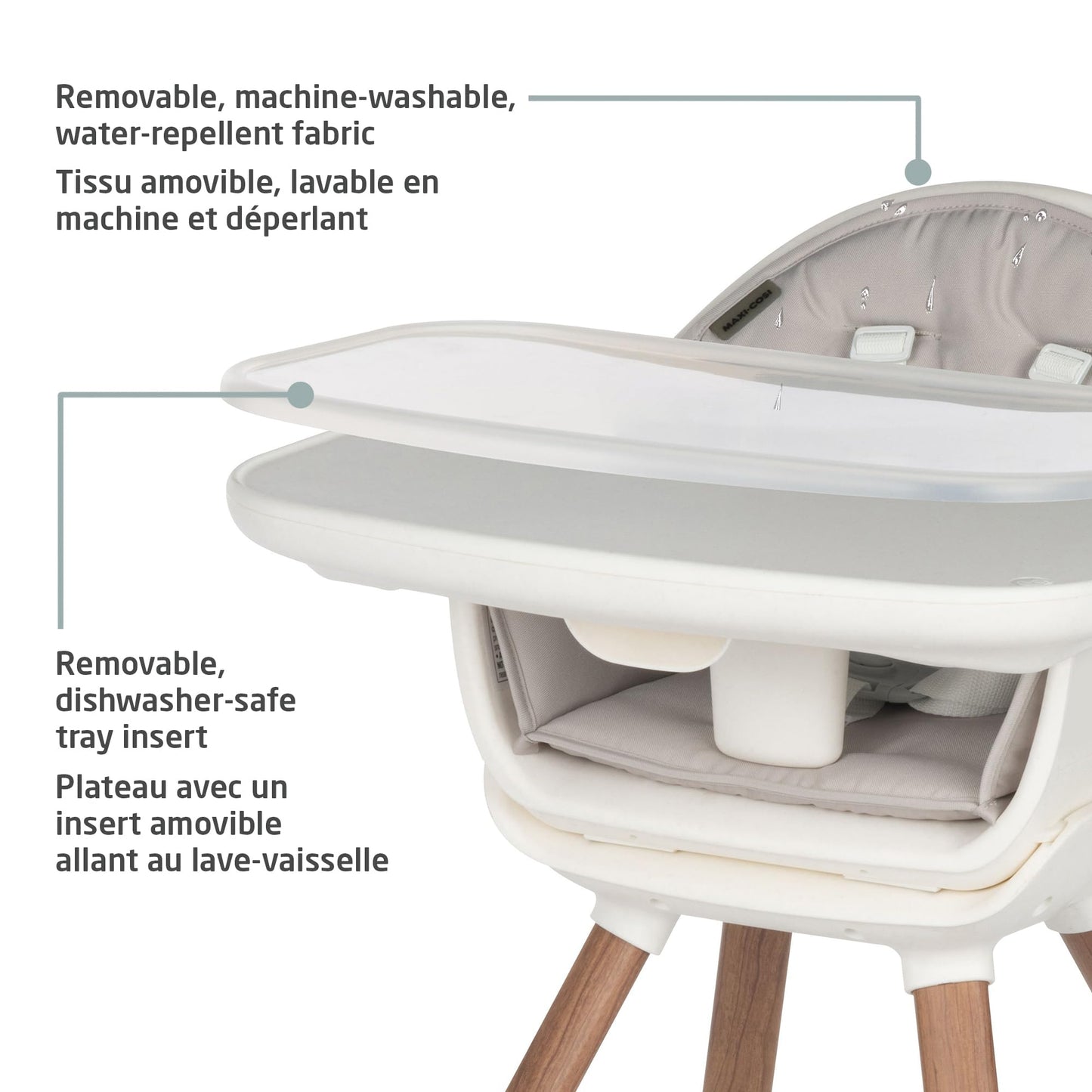 Maxi-Cosi Moa 8-in-1 High Chair, removable kitchen booster, converts to stool, table and chair, easy to clean, Horizon Sand Maxi-Cosi