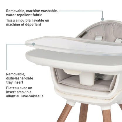 Maxi-Cosi Moa 8-in-1 High Chair, removable kitchen booster, converts to stool, table and chair, easy to clean, Horizon Sand Maxi-Cosi