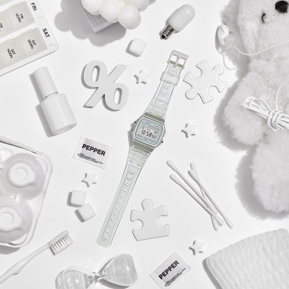Casio Quartz Watch with Resin Strap, Clear, 20 (Model: F-91WS-7CF) Casio