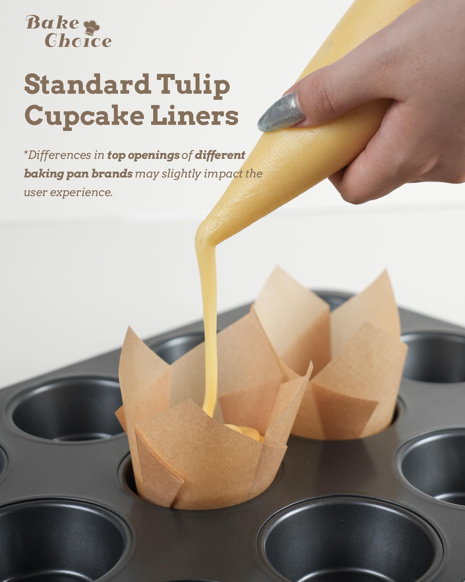 Bake Choice 200pcs Natural Tulip Cupcake Liners for Baking, Unbleached EU Muffin Liners, Parchment Paper Muffin Liners, Cupcake Liners, Tulip Muffin Liners for Party, Christmas - Available at All In One Marketplace Canada
