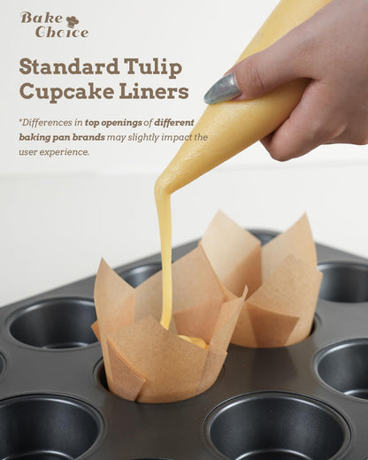 Bake Choice 200pcs Natural Tulip Cupcake Liners for Baking, Unbleached EU Muffin Liners, Parchment Paper Muffin Liners, Cupcake Liners, Tulip Muffin Liners for Party, Christmas - Available at All In One Marketplace Canada