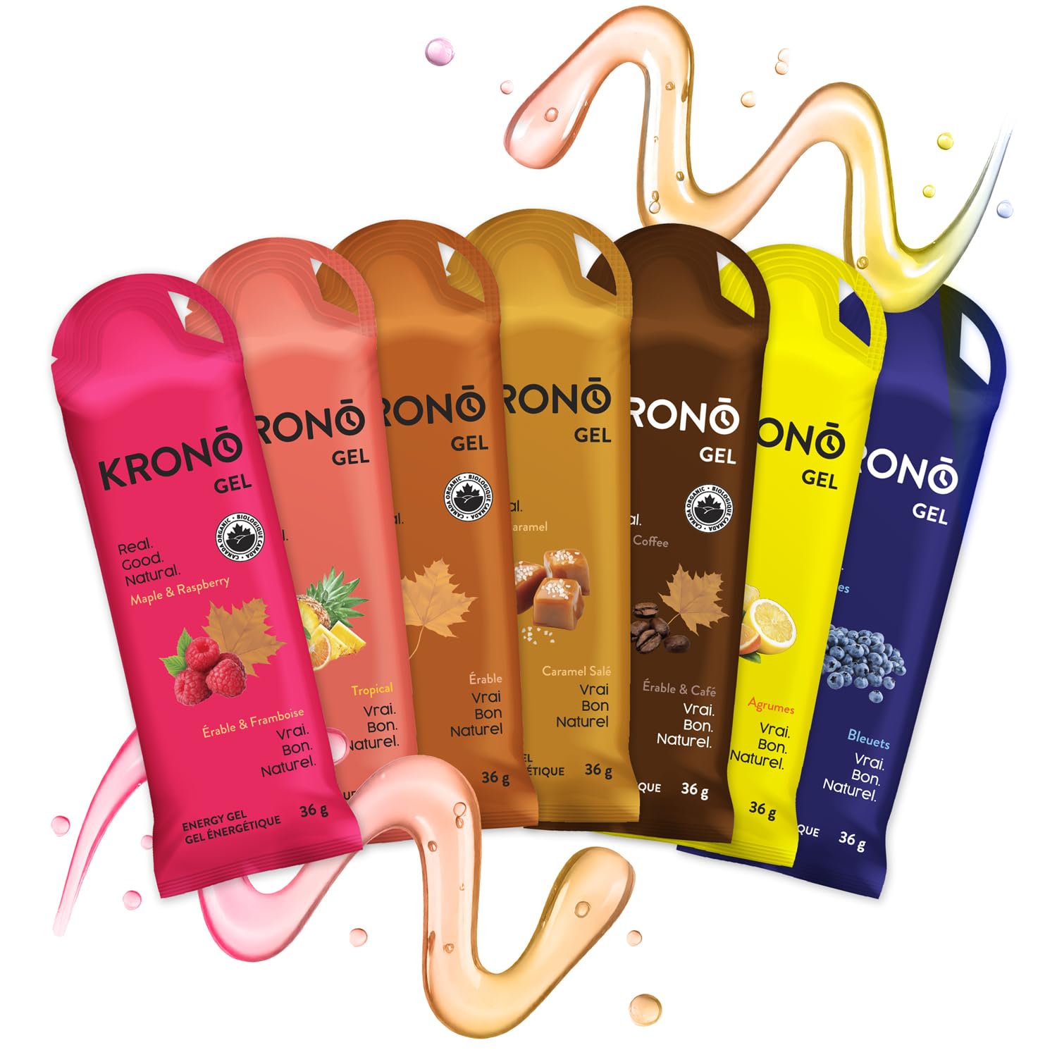 Krono Nutrition Energy Gels - Made with Natural Ingredients - Vegan - Gluten Free - 24 count (Variety Pack) - Available at All In One Marketplace Canada