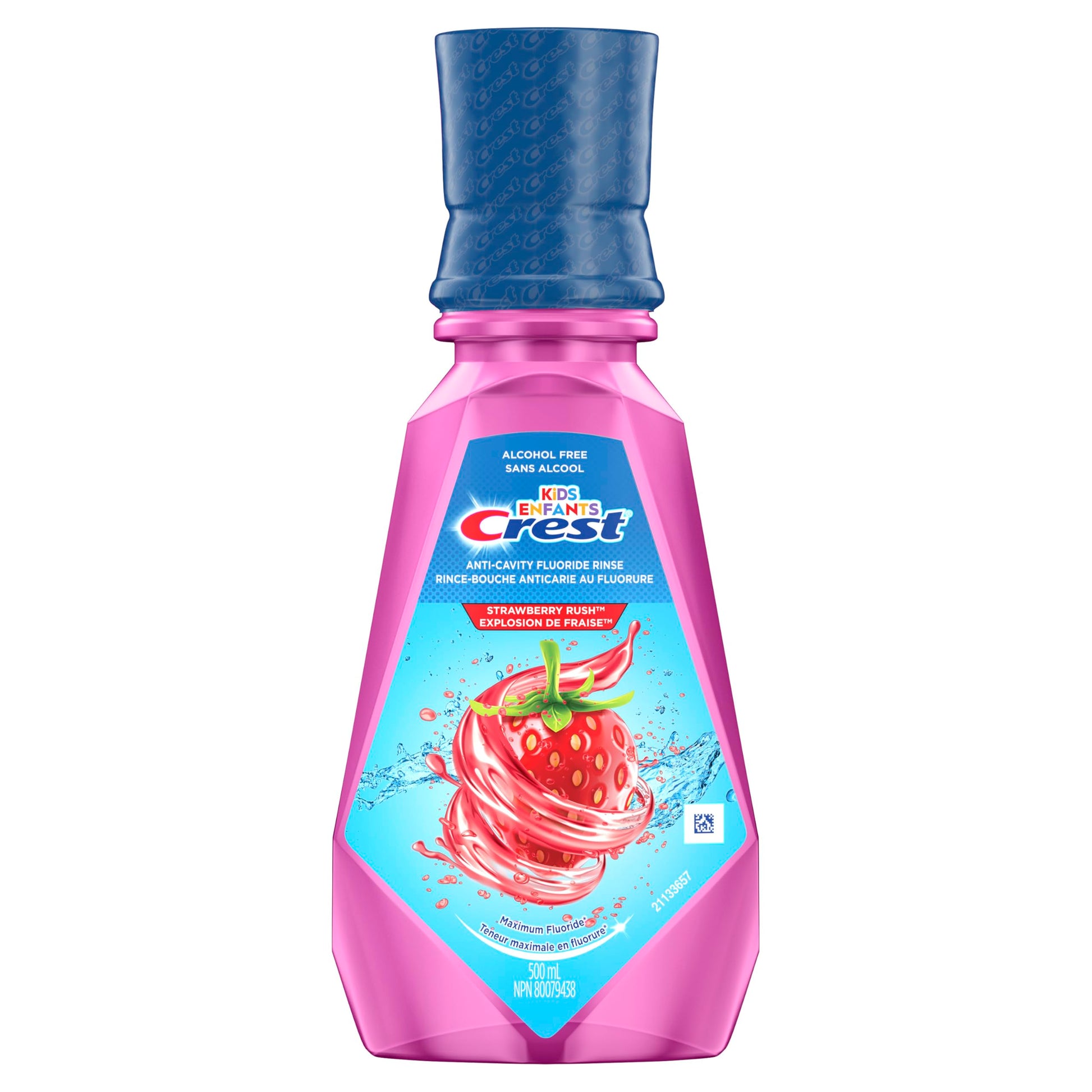 Crest Kid's Anticavity Fluoride Mouthwash, Strawberry Rush, Alcohol-Free Mouthwash for Kids 6+ to Protect Against Cavities, 4X500mL - Available at All In One Marketplace Canada