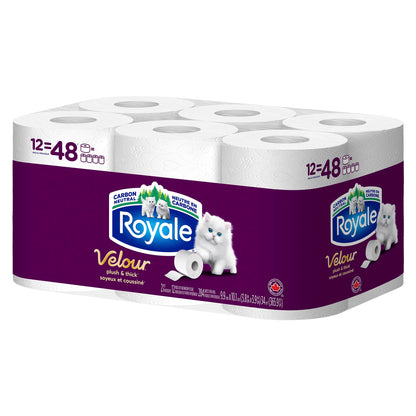 Royale Velour Toilet Paper, 12 Equal 48 Rolls, 284 Bathroom Tissues per roll
