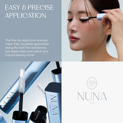 NUNA Eyelash Growth Support Serum 6ml – Eye Lash and Eyebrow Enhancing Serum for Women & Men with Biotin - Korean Multi Peptide & Natural Extracts – Promotes Fuller and Longer Lashes - 6 Month Supply - Available at All In One Marketplace Canada