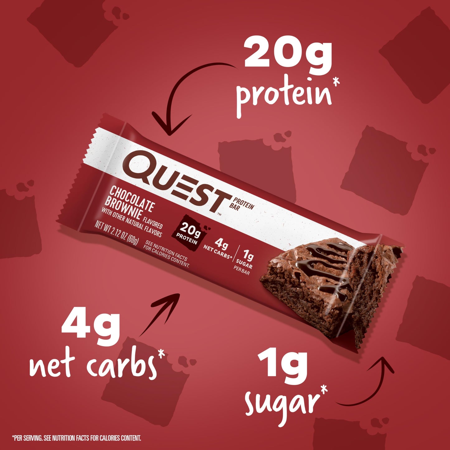 Quest Nutrition Chocolate Brownie Flavour Protein Bar, High Protein, High Fibre, Low Sugar, Keto Friendly, 20g Protein, 1g Sugar, 12ct