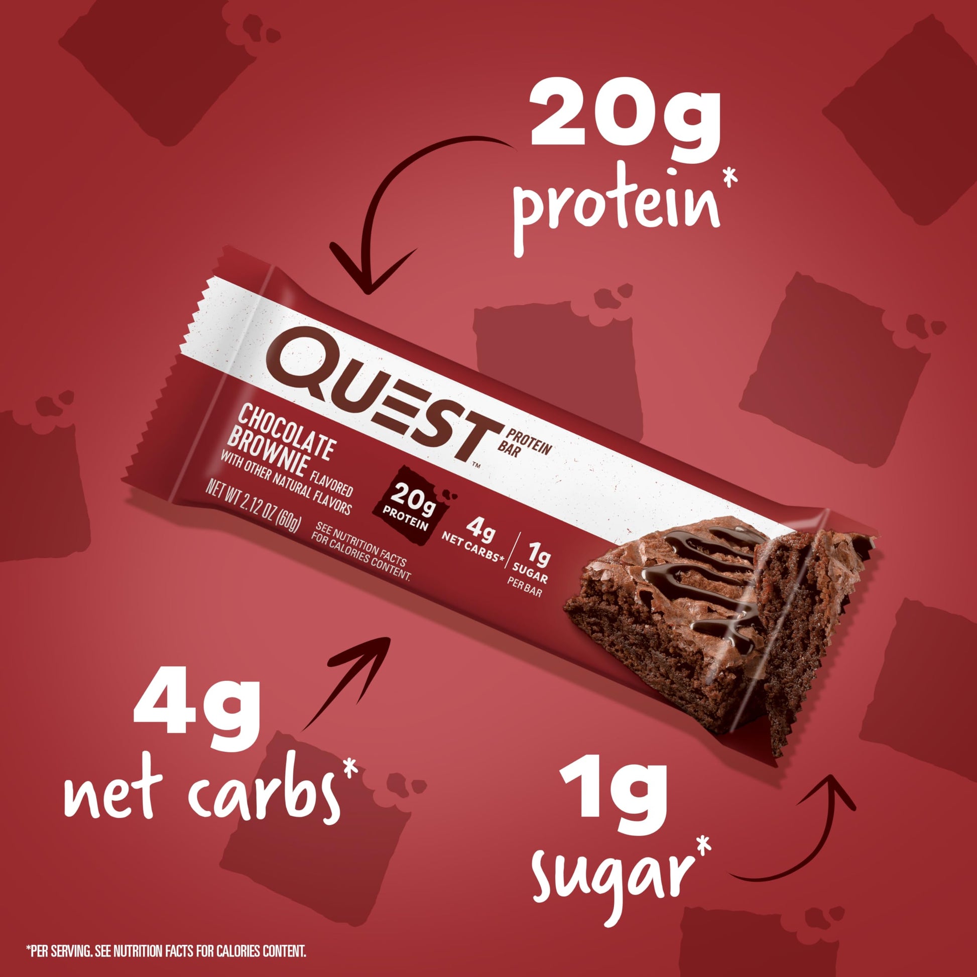 Quest Nutrition Chocolate Brownie Flavour Protein Bar, High Protein, High Fibre, Low Sugar, Keto Friendly, 20g Protein, 1g Sugar, 12ct