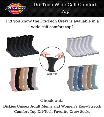Dickies Men's Dri-tech Moisture Control Crew Socks Multipack, White (6 Pairs), Shoe Size: 6-12