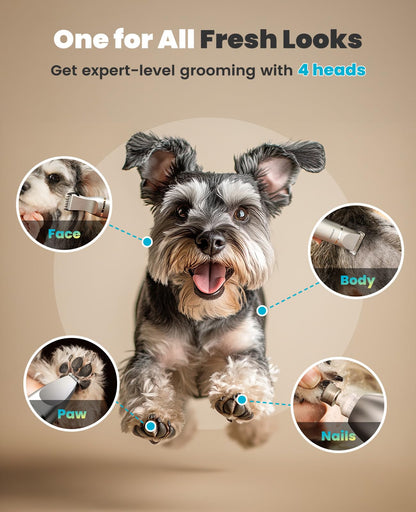 oneisall 4 in 1 Dog Grooming Kit with LCD Display, Dog Hair Trimmer for Paw Nail Grinder, Rechargeable Cordless Low Noise IPX7 Waterproof Pet Clippers - Available at All In One Marketplace Canada