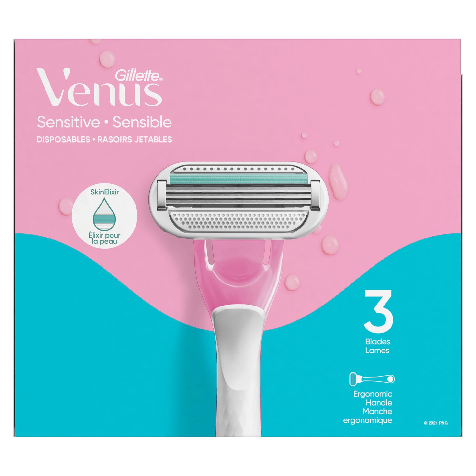 Gillette Venus Sensitive Disposable Razors for Women with Sensitive Skin, Delivers Close Shave with Comfort, 15 Count (Pack of 1) - Available at All In One Marketplace Canada